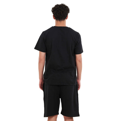 بيجامة رجالي صيفي تيشيرت اسود+ شورت اسود